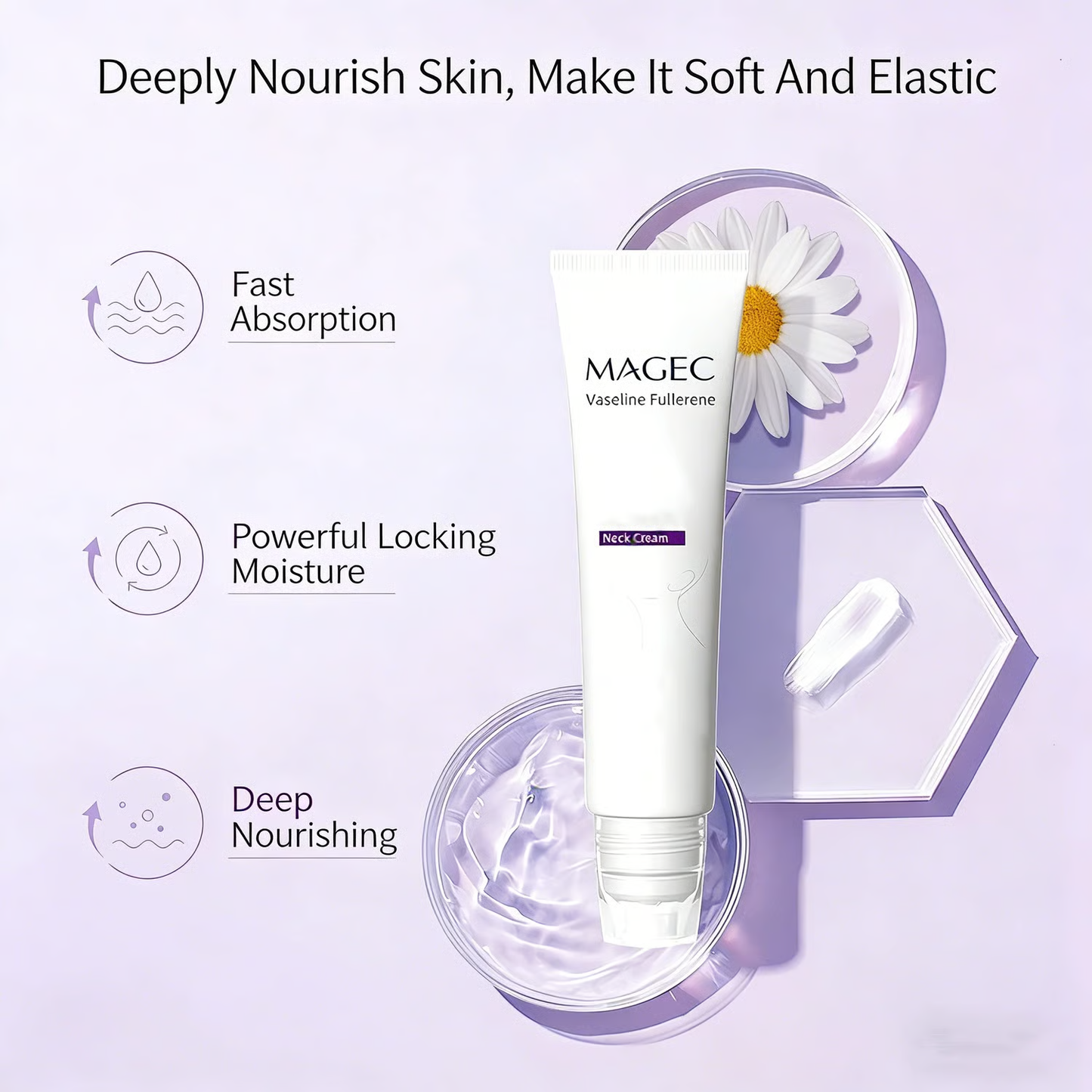 Reduces Wrinkles and Double Chin,Five Rollers for All Around Massage,Neck Firming Cream