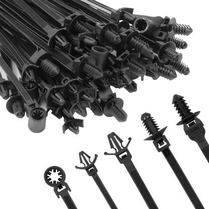 160PCS Push Mount Zip Ties – Self-Locking Nylon Cable Ties for Cars, Boats, Trailers & UTVs