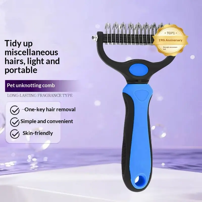 Pain-Free Dematting Undercoat Rake – Double-Sided Shedding Brush for Dogs & Cats