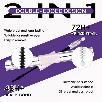 ✨ Waterproof Lash Cluster Glue – Bond & Seal, Black Adhesive for 72H Natural Hold, Latex-Free