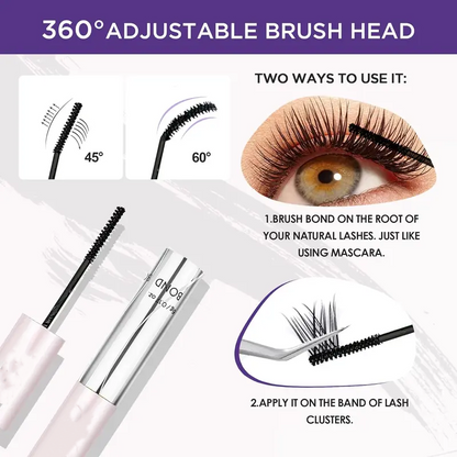 ✨ Waterproof Lash Cluster Glue – Bond & Seal, Black Adhesive for 72H Natural Hold, Latex-Free