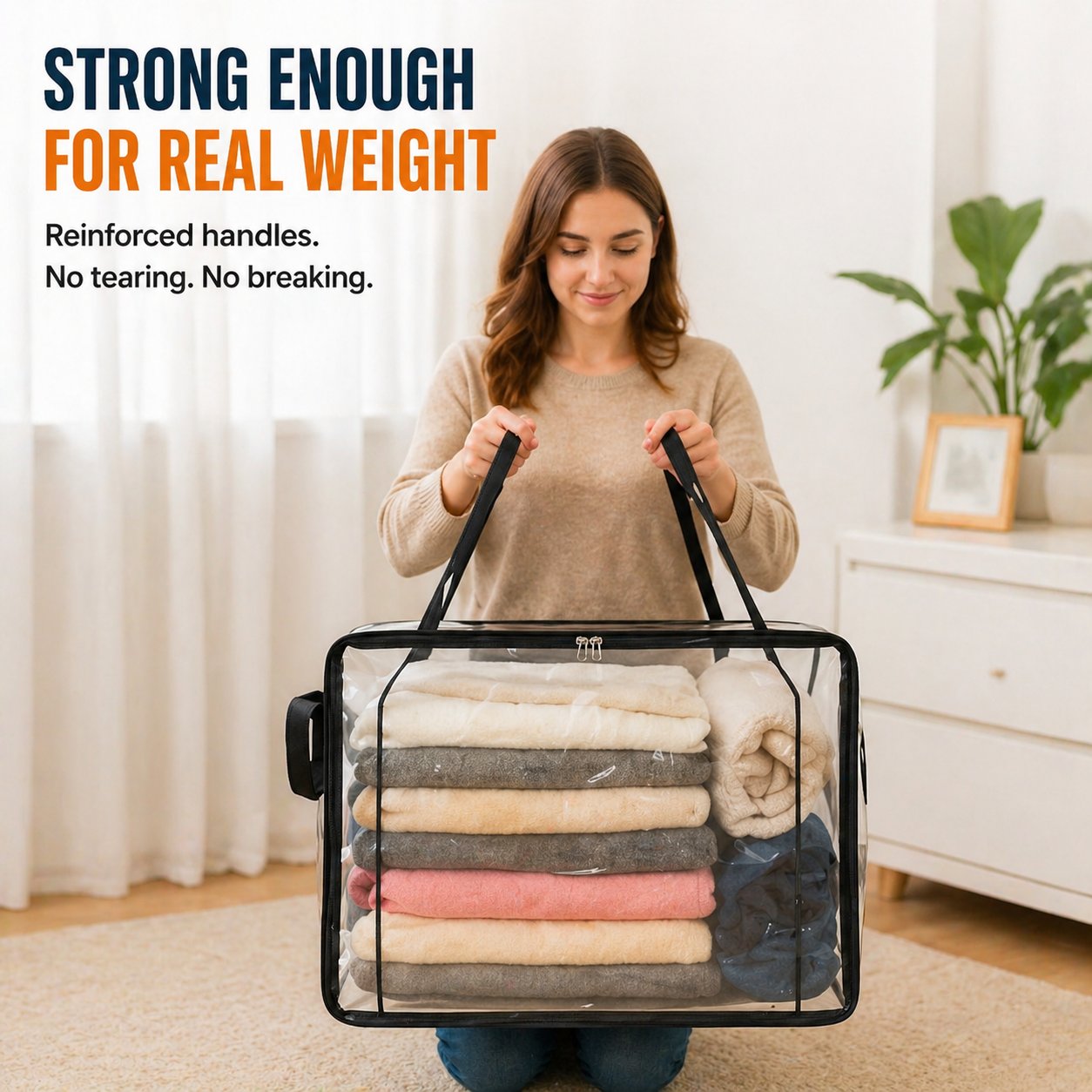 🎁 Last Day Sale 49% 📦Large Heavy-Duty Clear Storage Bag for Clothes, Bedding & Moving