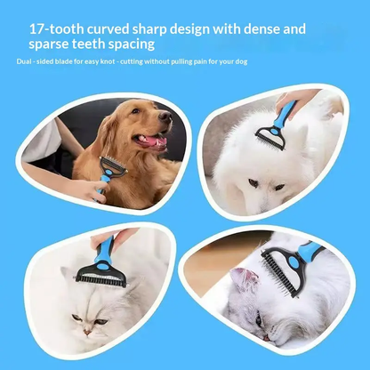 Pain-Free Dematting Undercoat Rake – Double-Sided Shedding Brush for Dogs & Cats