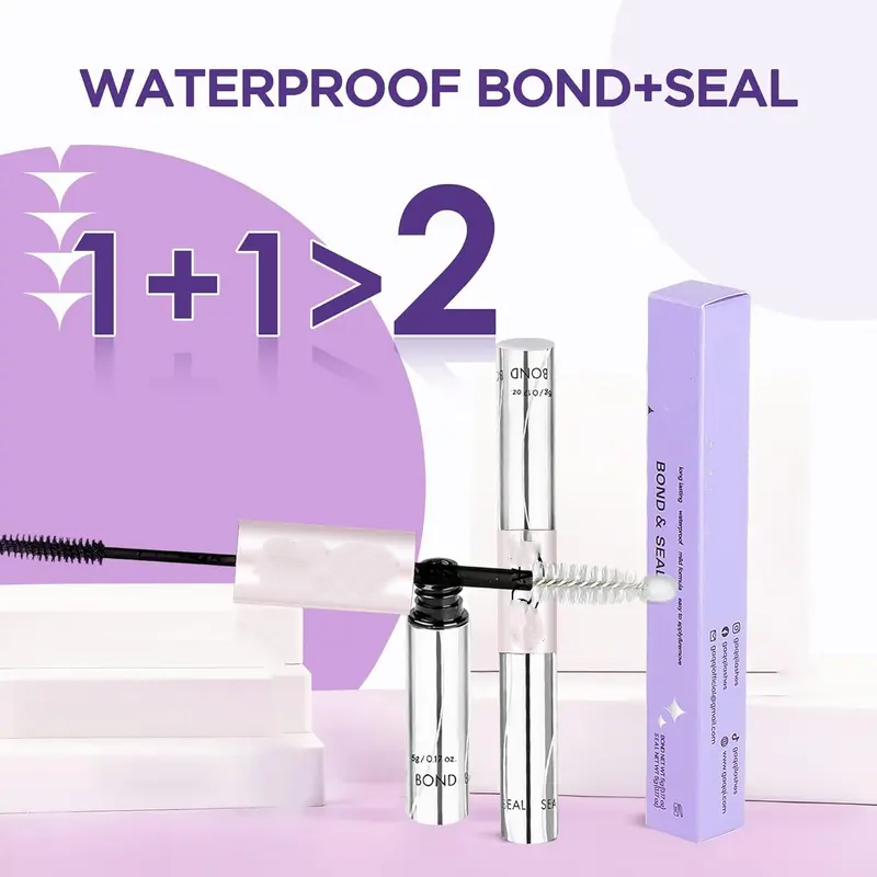 ✨ Waterproof Lash Cluster Glue – Bond & Seal, Black Adhesive for 72H Natural Hold, Latex-Free