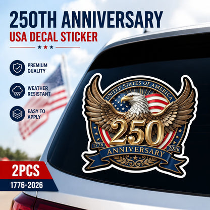 🔥🔥2PCS 250th Anniversary USA Car Decal Sticker Patriotic 4th of July Decorations 1776-2026 Vinyl